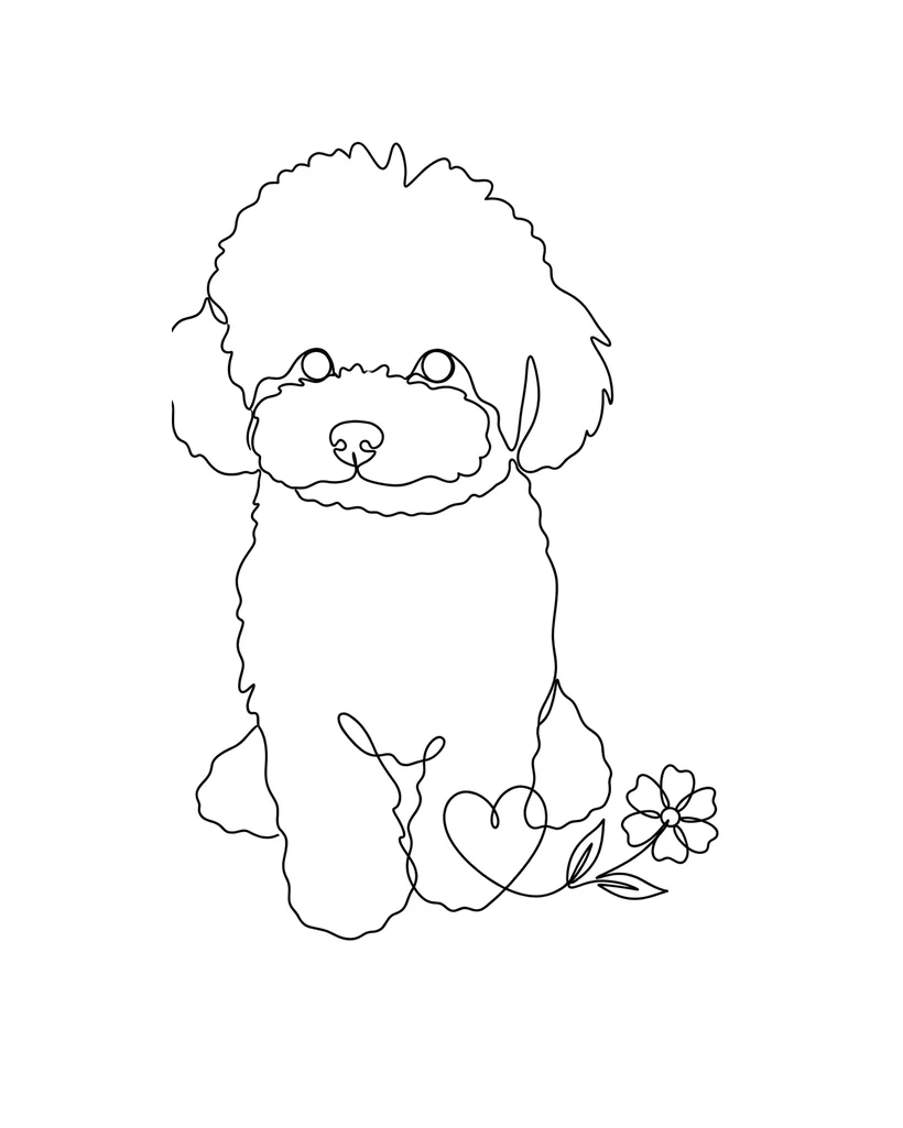 A one-line embroidery design of a toy poodle